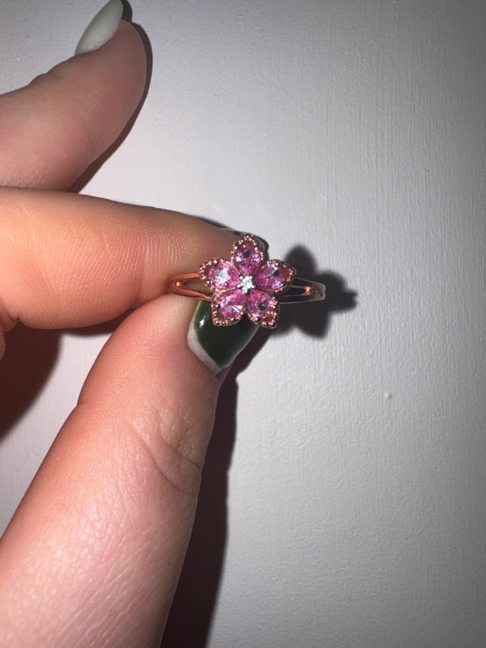 DJoy 925 Sterling Silver Pink Flower Blossom Ring Size 9